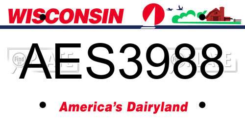 AES3988 Wisconsin License Plate