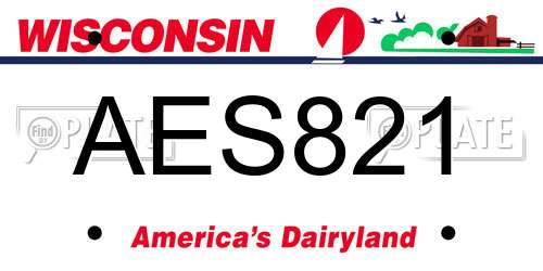 AES821 Wisconsin License Plate
