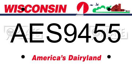 AES9455 Wisconsin License Plate