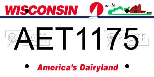 AET1175 Wisconsin License Plate