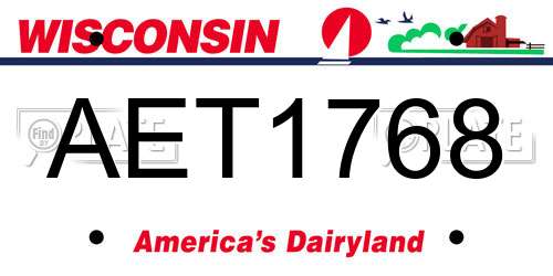 AET1768 Wisconsin License Plate