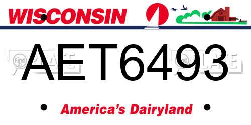 AET6493 Wisconsin License Plate
