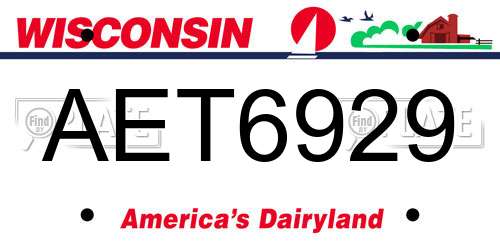 AET6929 Wisconsin License Plate