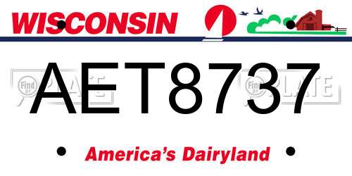 AET8737 Wisconsin License Plate