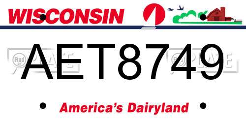 AET8749 Wisconsin License Plate