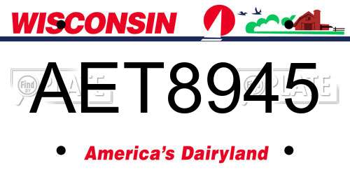 AET8945 Wisconsin License Plate