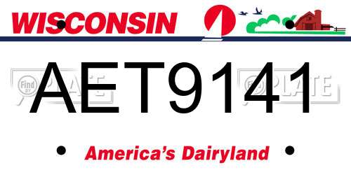 AET9141 Wisconsin License Plate