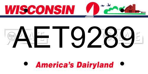 AET9289 Wisconsin License Plate