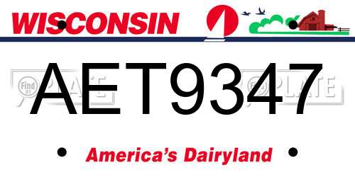 AET9347 Wisconsin License Plate