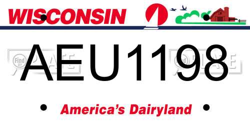 AEU1198 Wisconsin License Plate