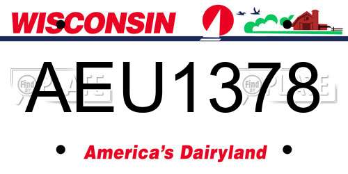 AEU1378 Wisconsin License Plate