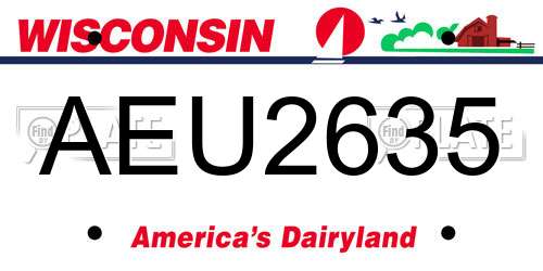 AEU2635 Wisconsin License Plate