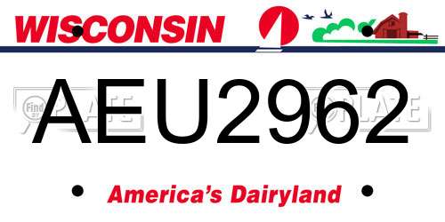 AEU2962 Wisconsin License Plate