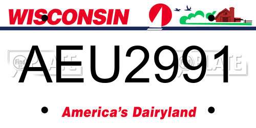 AEU2991 Wisconsin License Plate