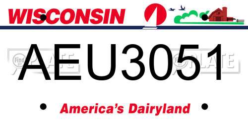 AEU3051 Wisconsin License Plate