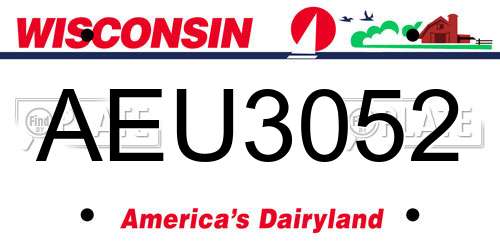 AEU3052 Wisconsin License Plate