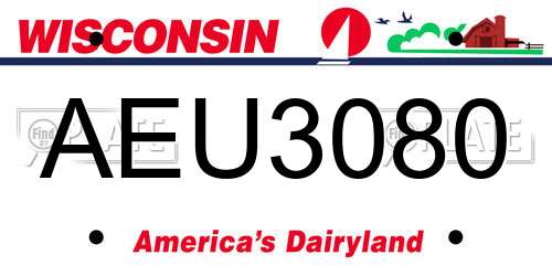 AEU3080 Wisconsin License Plate