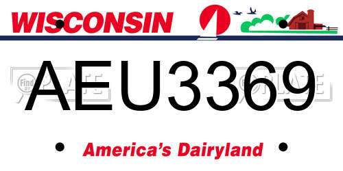 AEU3369 Wisconsin License Plate