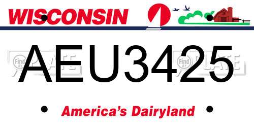 AEU3425 Wisconsin License Plate