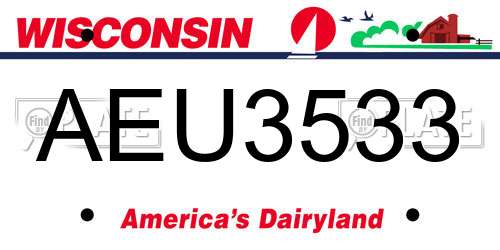 AEU3533 Wisconsin License Plate