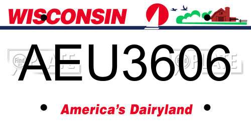 AEU3606 Wisconsin License Plate