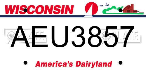 AEU3857 Wisconsin License Plate