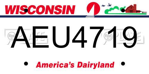 AEU4719 Wisconsin License Plate