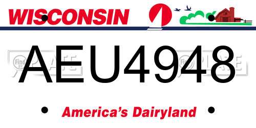 AEU4948 Wisconsin License Plate