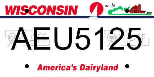 AEU5125 Wisconsin License Plate