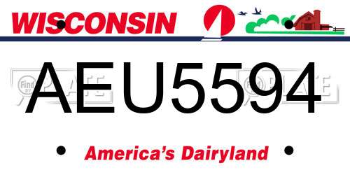 AEU5594 Wisconsin License Plate