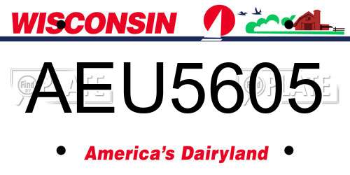 AEU5605 Wisconsin License Plate