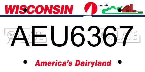 AEU6367 Wisconsin License Plate