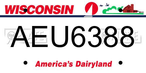 AEU6388 Wisconsin License Plate