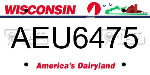 AEU6475 Wisconsin License Plate
