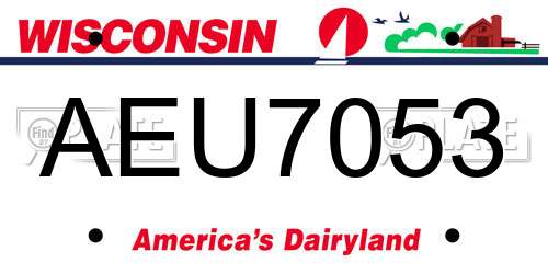 AEU7053 Wisconsin License Plate