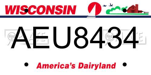 AEU8434 Wisconsin License Plate