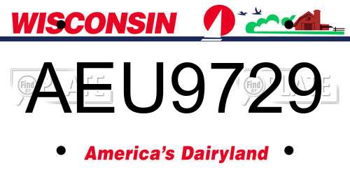AEU9729 Wisconsin License Plate