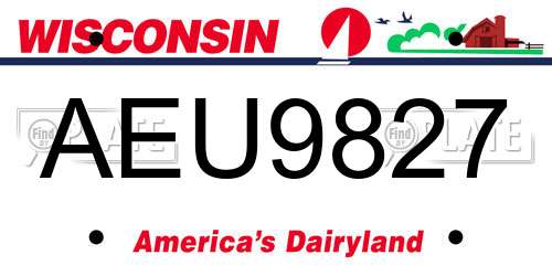 AEU9827 Wisconsin License Plate