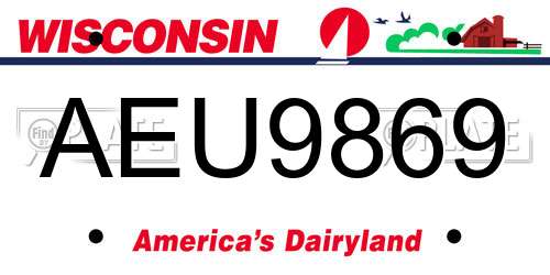AEU9869 Wisconsin License Plate