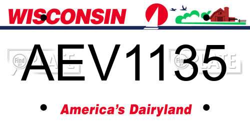 AEV1135 Wisconsin License Plate