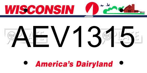 AEV1315 Wisconsin License Plate