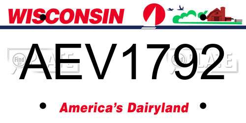 AEV1792 Wisconsin License Plate