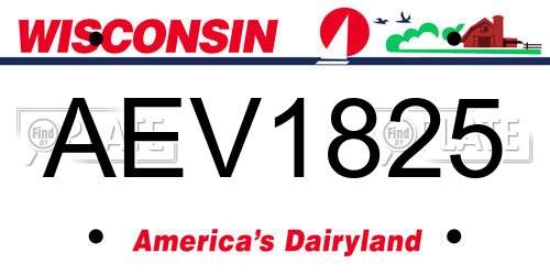 AEV1825 Wisconsin License Plate