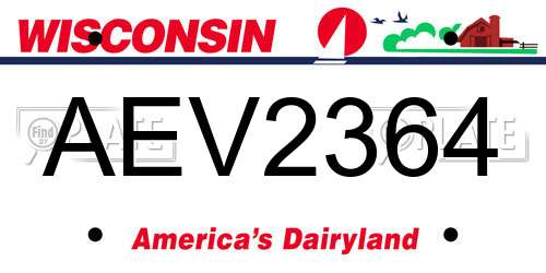 AEV2364 Wisconsin License Plate