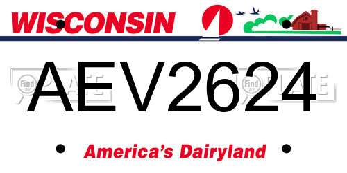 AEV2624 Wisconsin License Plate