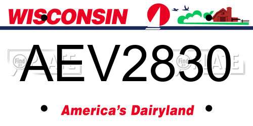 AEV2830 Wisconsin License Plate