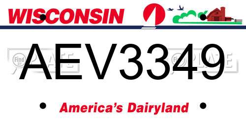 AEV3349 Wisconsin License Plate