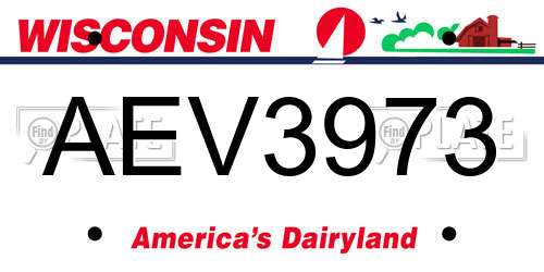 AEV3973 Wisconsin License Plate