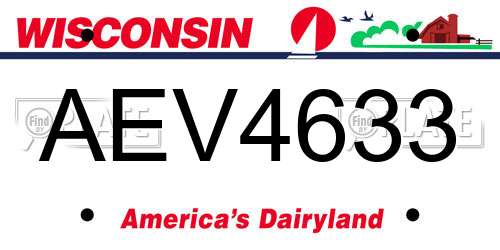 AEV4633 Wisconsin License Plate