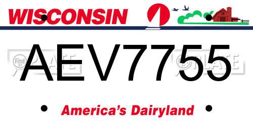 AEV7755 Wisconsin License Plate